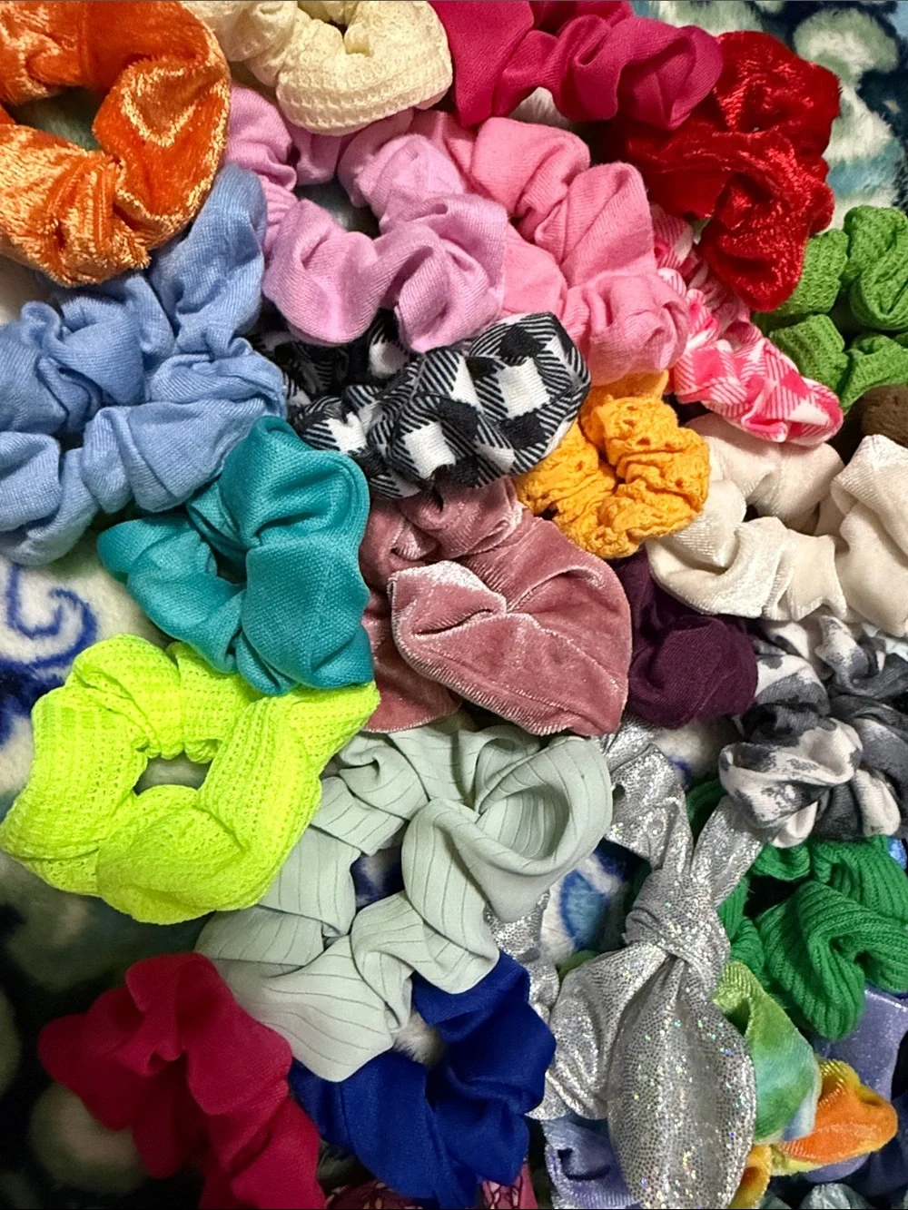 45 Assorted Kids Hair Scrunchie Pack - Multicolor